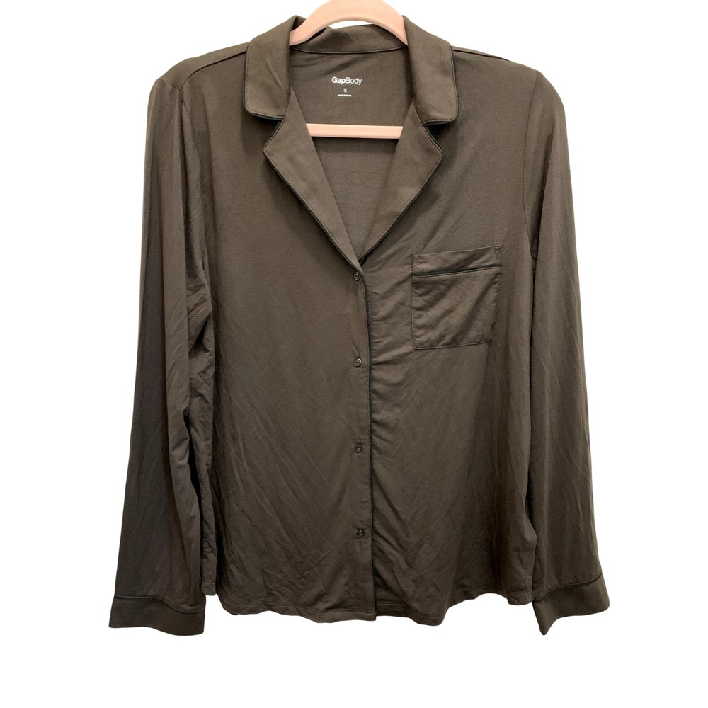 GapBody‎ Softest Modal PJ Top S Terra Brown Button Front Pajama Shirt NWT